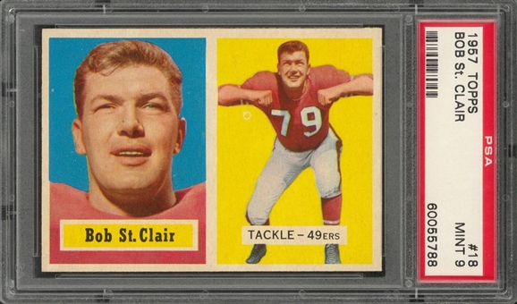 1957 Topps Football #18 Bob St. Clair – PSA MINT 9